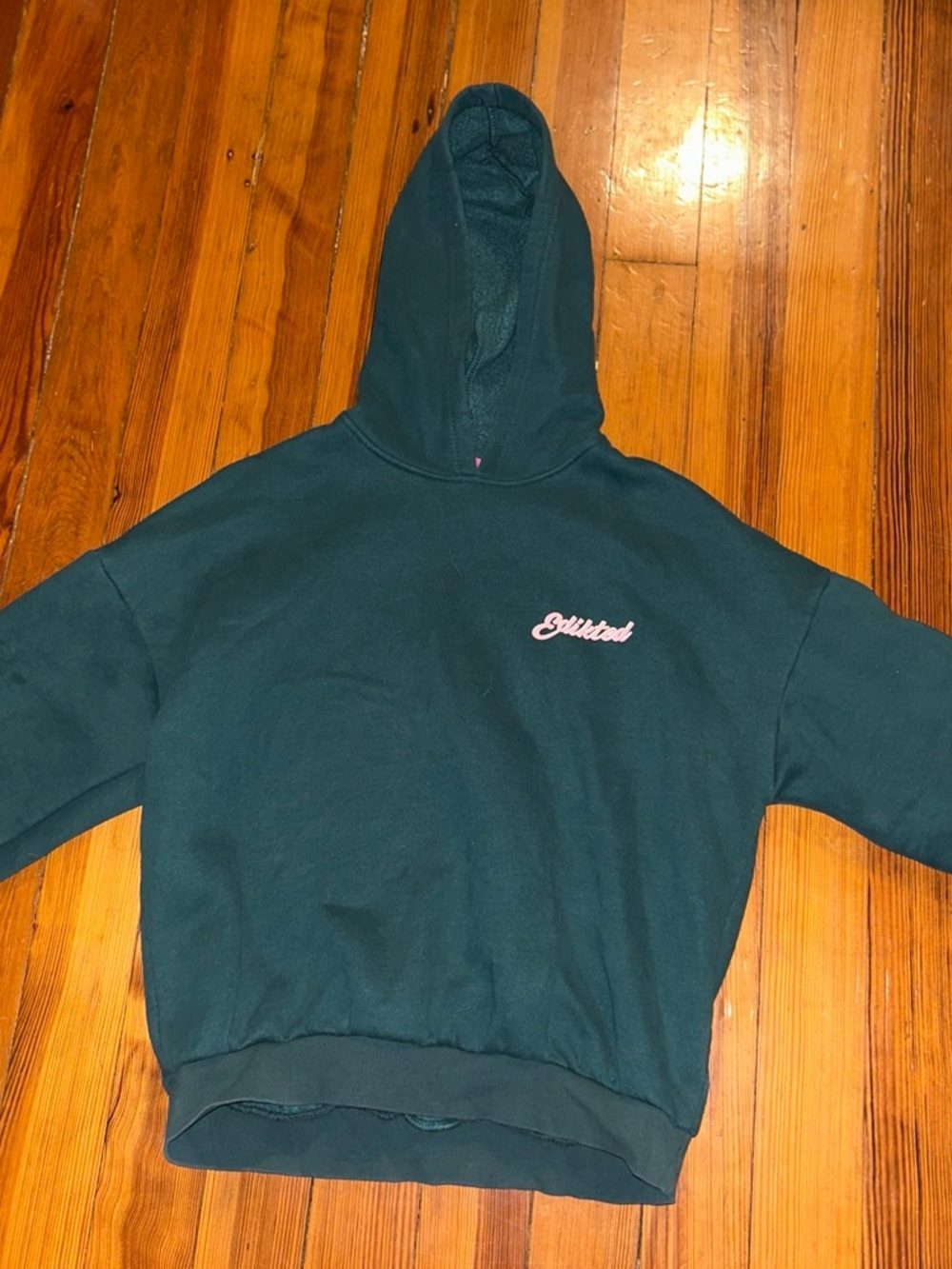 Edikted Teal Hoodie with Pink (OIL MARK ON SLEEVE CAN BE TREATED)